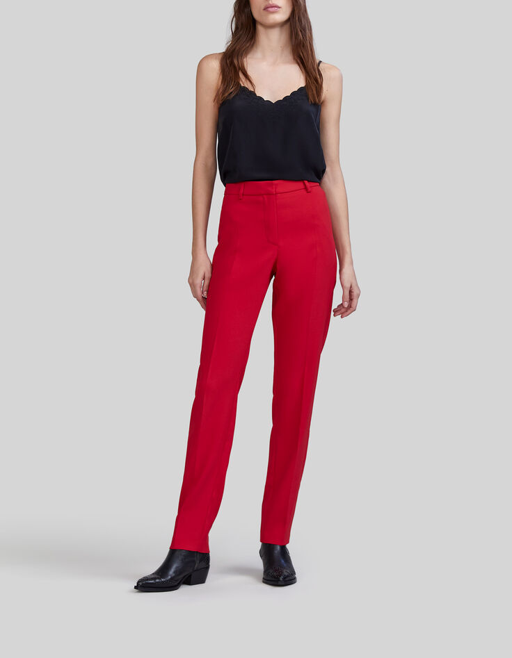 Women's poppy red suit trousers-5
