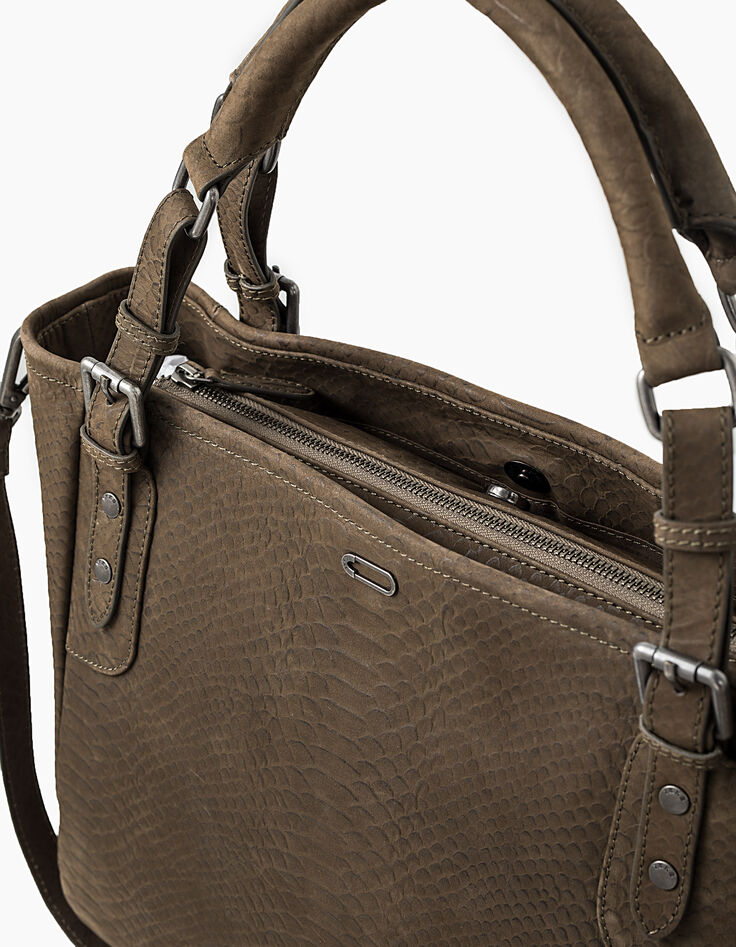 Sac cabas cuir de vachette effet reptile femme-4