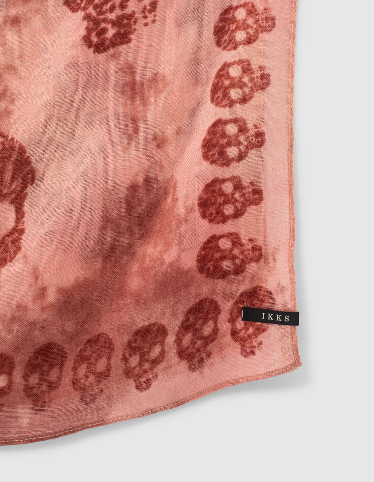 Women’s pink skull motif tie-dye scarf-4