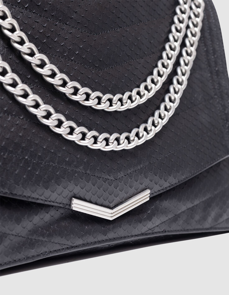 Sac THE 1. noir cuir embossé effet python Taille XL Femme-4