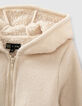 Cremewei&szlig;e M&auml;dchenstrickjacke mit Sherpafleecefutter-2