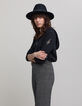 Zwart vest met kap 100% kasjmier Dames-5