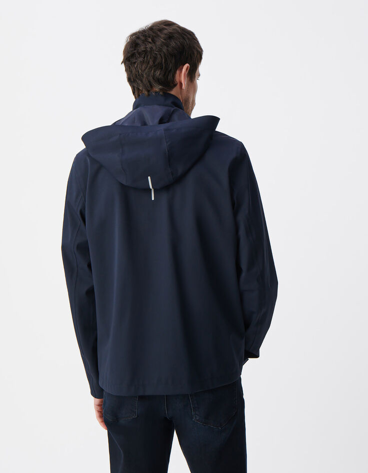Marineblauwe parka WATERPROOF nylon Heren-3