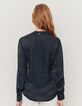 Women’s black cupro blouse with acid wash treatment-3