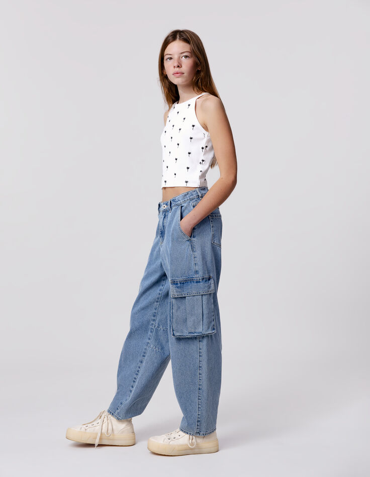 Jean BALLOON bleu Waterless poches battle fille-2