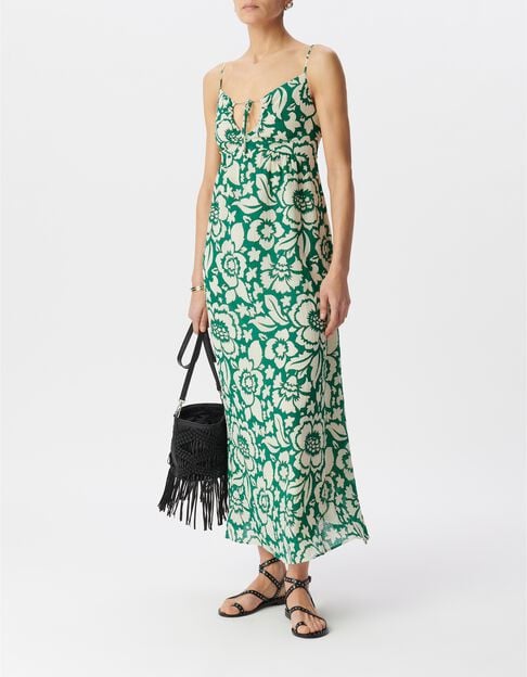 Robe longue verte imprim&eacute; maxi tropical Femme - IKKS