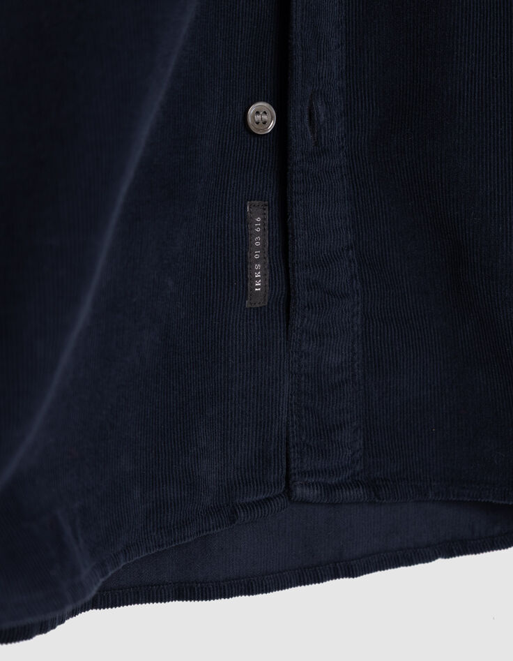 Chemise regular marine coton bio velours milleraies Homme-5