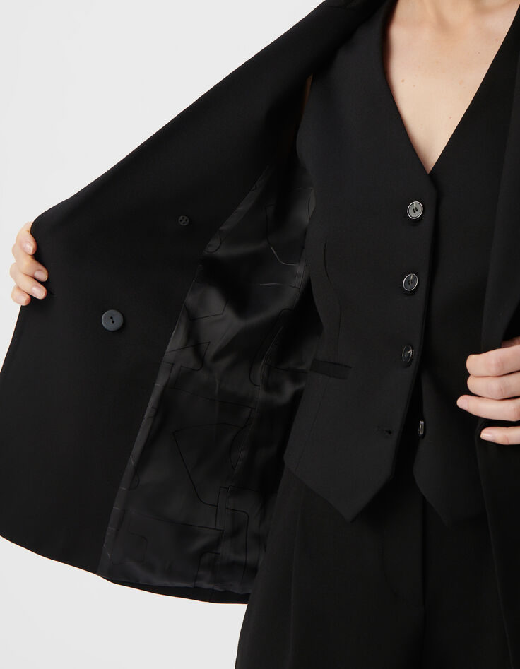 Veste de tailleur noire coupe large maille Milano Femme-6