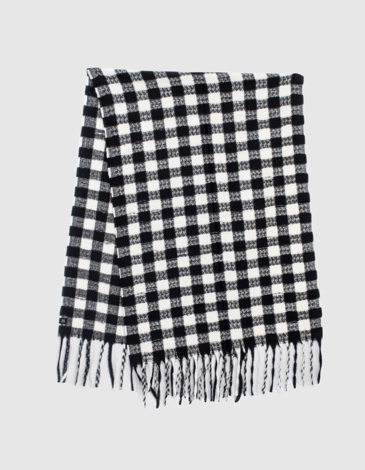 Echarpe noire motif carreaux blancs fille -2