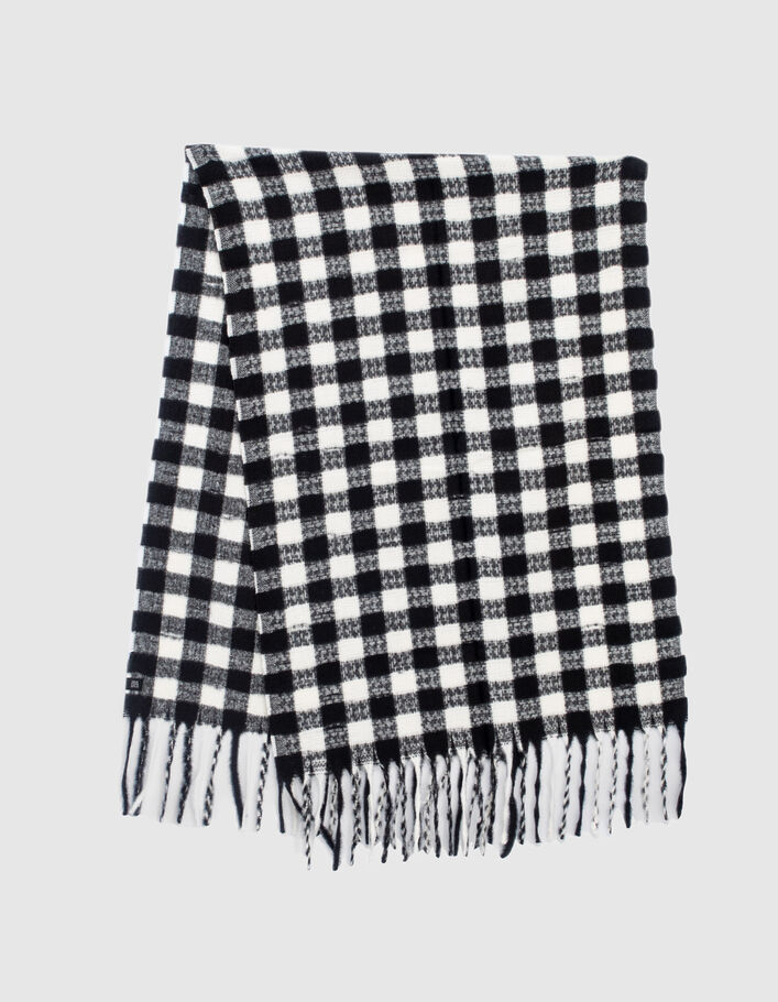Girls’ black scarf with white check  - IKKS