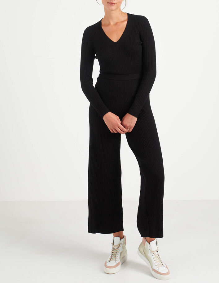 I.Code black rib knit jumpsuit
