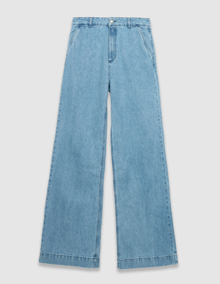 Women’s blue high-waist wide-leg jeans-5