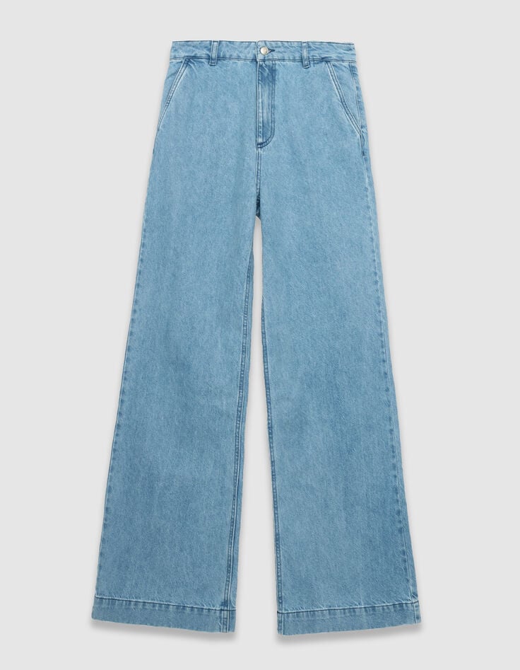 Women’s blue high-waist wide-leg jeans-5 Women’s blue high-waist wide-leg jeans-5