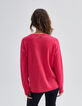 Women’s neon pink pure cashmere knit V-neck sweater-3