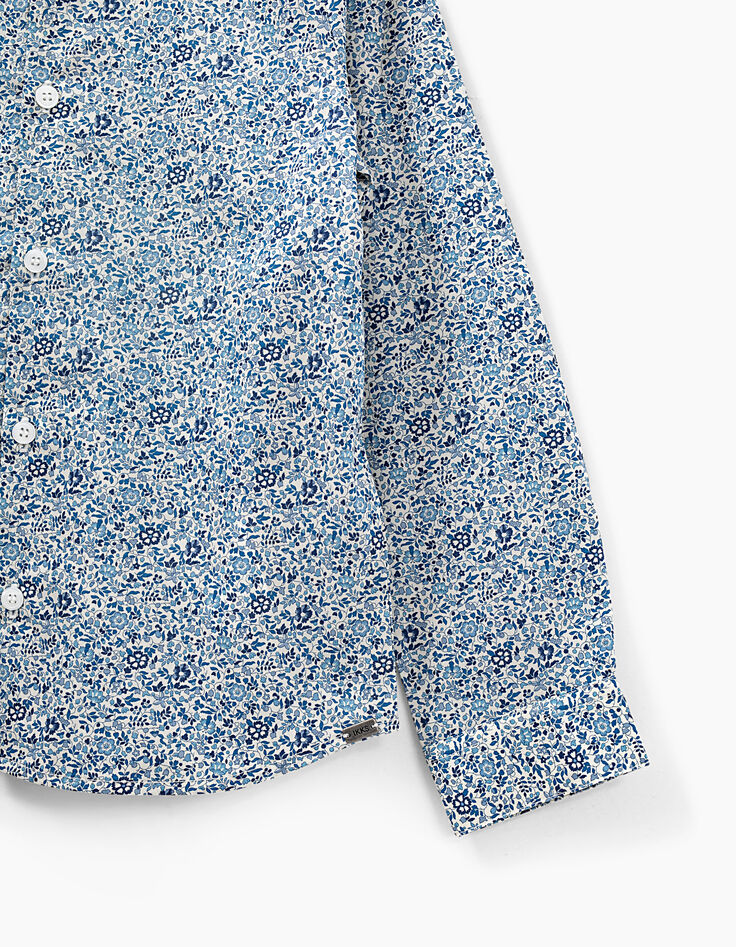 Boy’s ultramarine Liberty flower fabric shirt-5