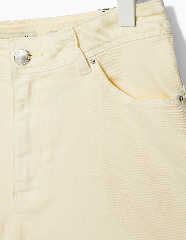 Girls’ pastel yellow denim mom shorts -4