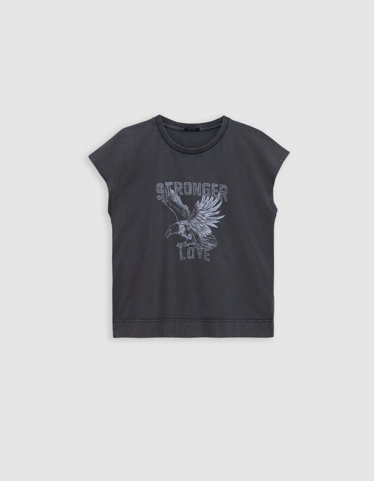 Camiseta caqui con mensaje y águila para Mujer-5