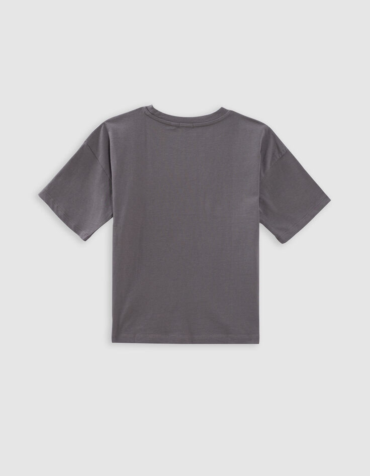 Grijs T-shirt biokatoen korte mouwen voor meisjes-7