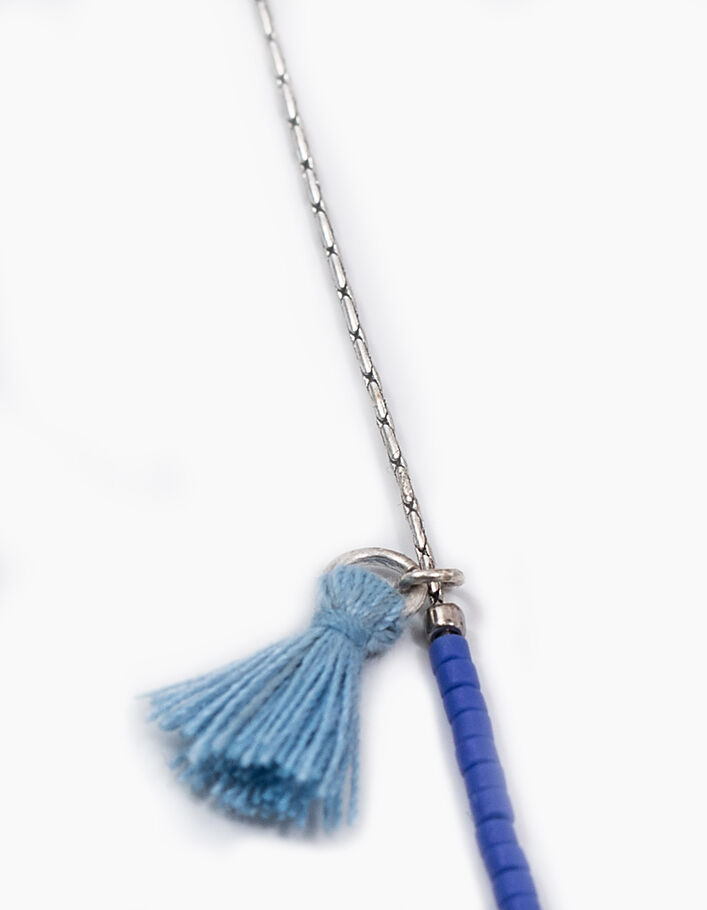 Collier perles bleues détail pompon femme - IKKS