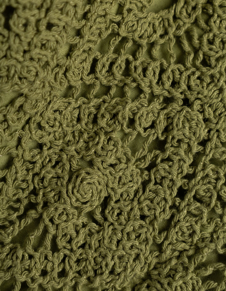 Gr&uuml;ne Damen-Shorts aus Bio-Baumwolle mit H&auml;kelspitze-6