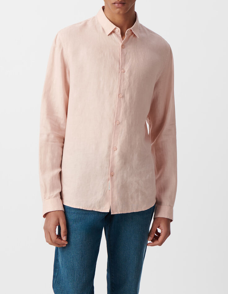 Camisa SLIM rosa lino hombre-2