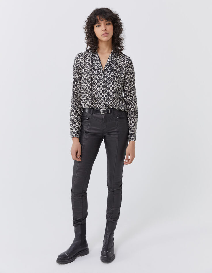 Hemdblouse Pure Edition in viscosezijde grafische bloem-5