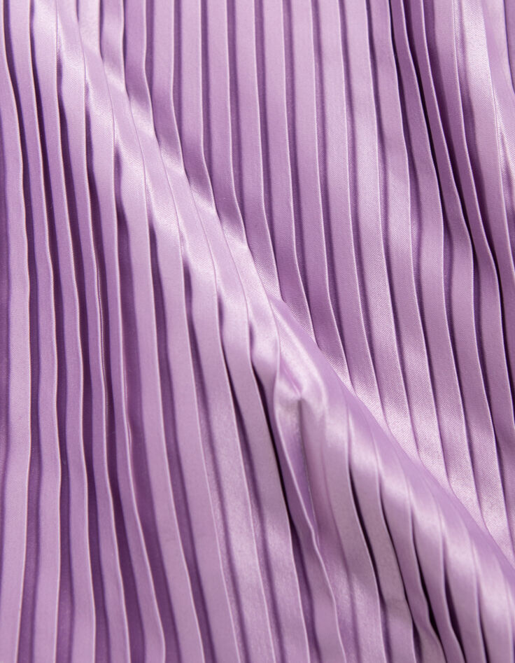 Lavendel gesatineerde jurk pliss&eacute; meisjes-7