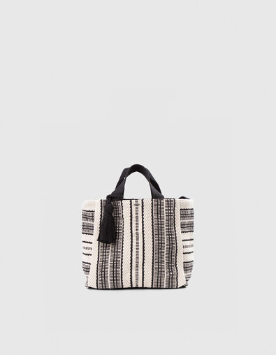 Bolso cab&aacute;s negro y crudo tejido maxi borla ni&ntilde;a - IKKS