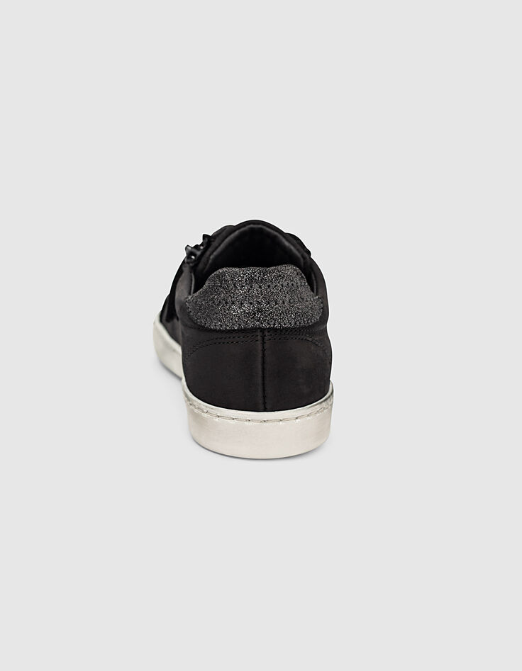 Schwarze Mädchen-Sneakers aus Veloursleder mit Nieten-3