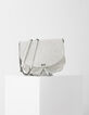 Bolso bandolera The Plum cuero blanco pitón-1