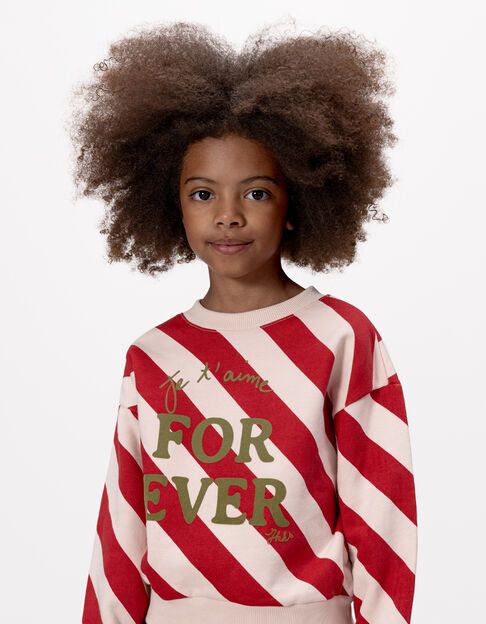 Sweater rode en roze strepen tekst meisjes - IKKS