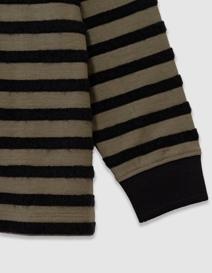 Polo manches longues kaki rayures velours noires garçon-7