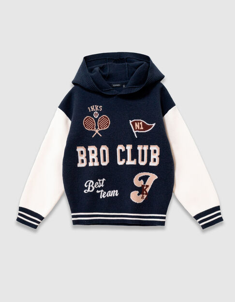 Kapuzenpulli navy jacquard gestrickt message boy - IKKS