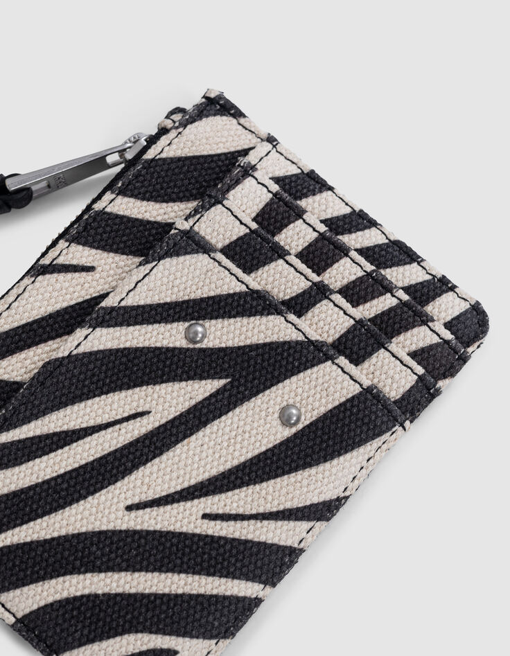 1440 Banker ecru canvas cardholder with zebra pattern Women-3 1440 Banker ecru canvas cardholder with zebra pattern Women-3