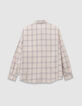 Girls’ ecru and black check shirt-5