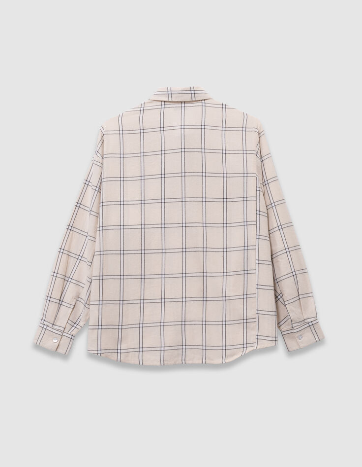 Girls’ ecru and black check shirt-5