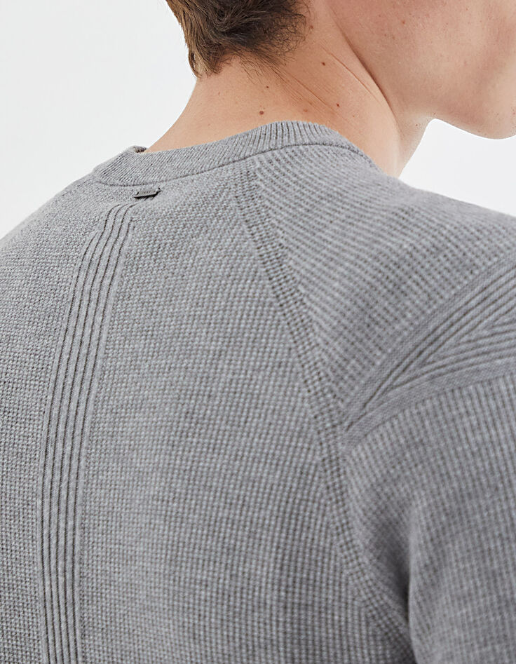 Pull gris chiné tricot 3D Homme-5