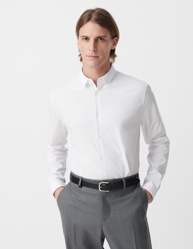Camisa SLIM blanca con línea negra BasIKKS Hombre - IKKS
