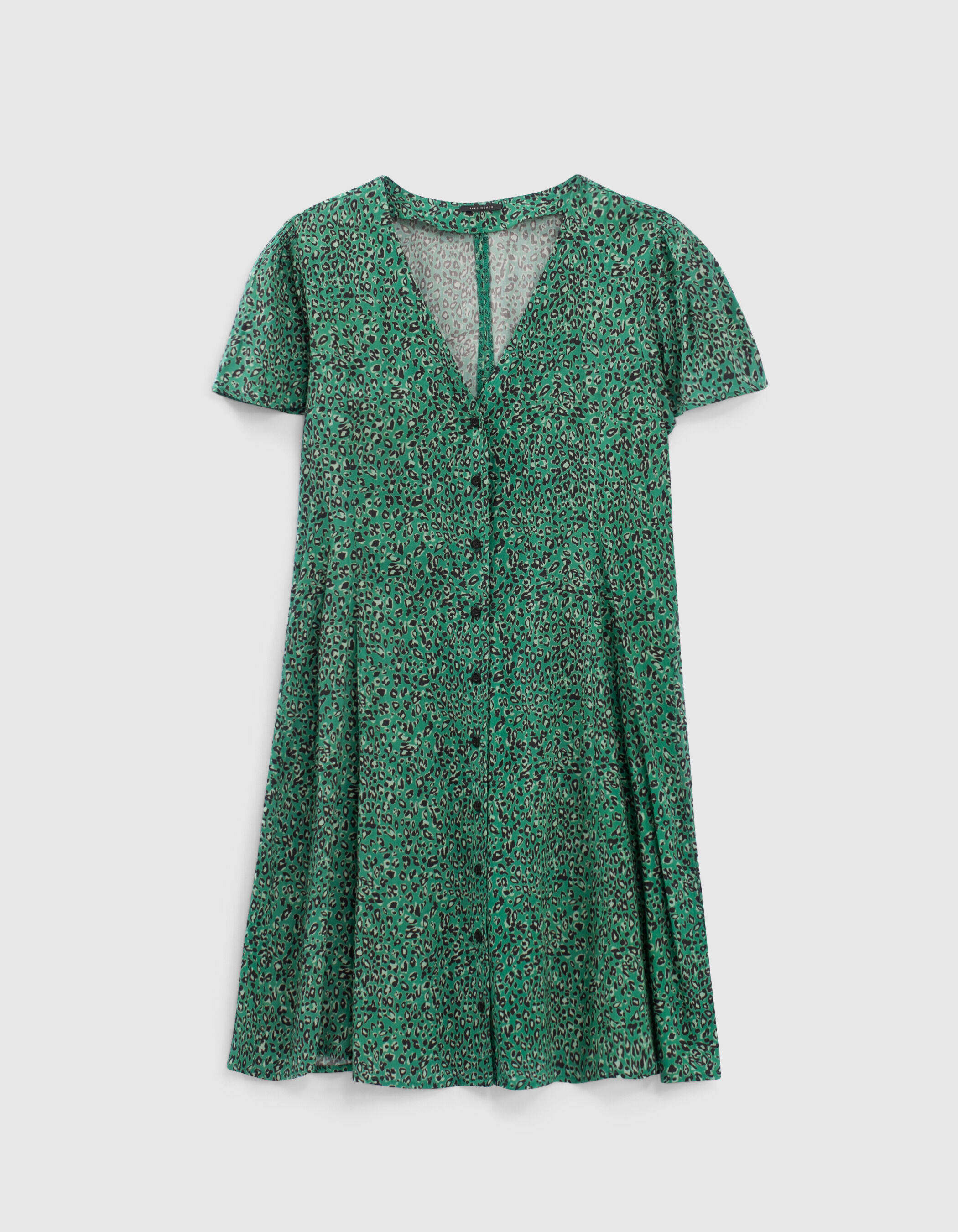 Robe verte boutonn e imprim l opard Femme