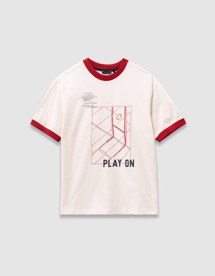 T-shirt blanc coton bio bords-côtes rouges garçon-3