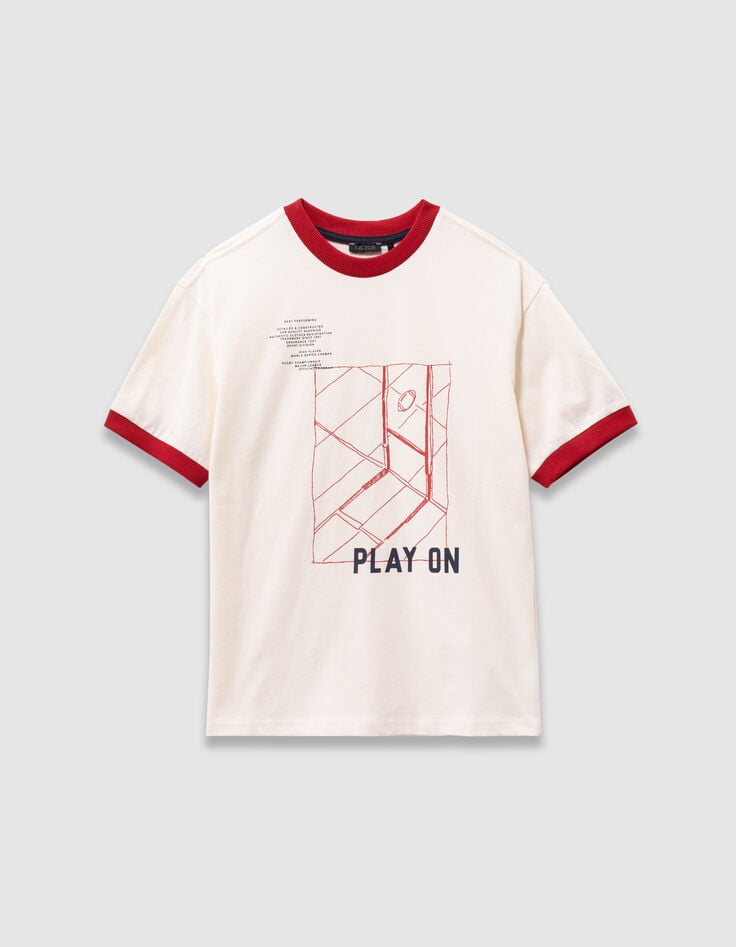 T-shirt blanc coton bio bords-côtes rouges garçon-3 T-shirt blanc coton bio bords-côtes rouges garçon-3