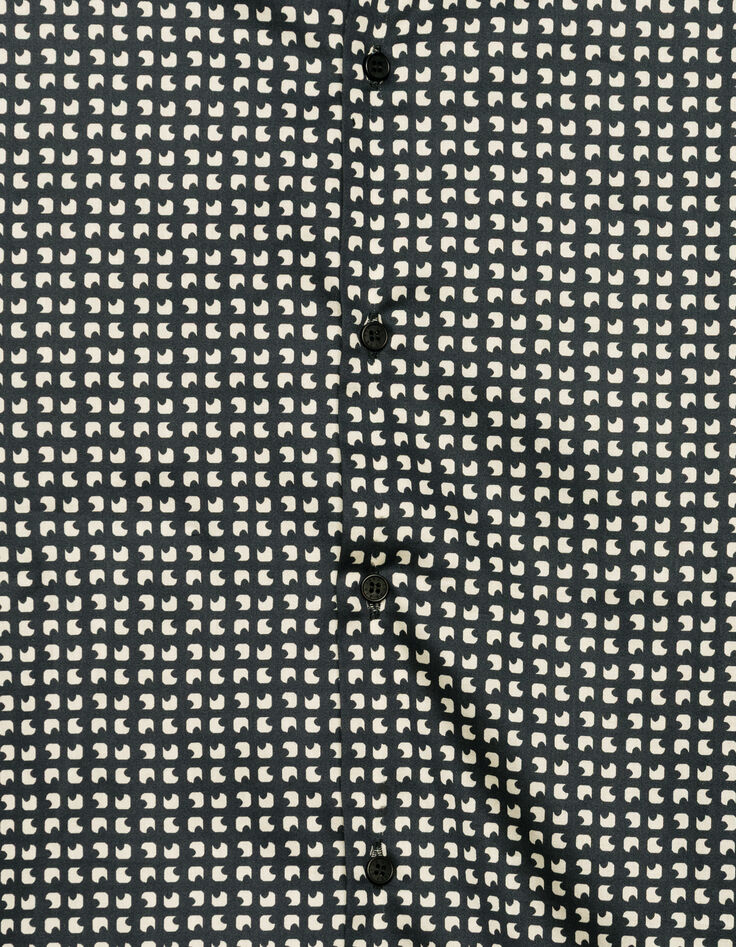 Chemise slim marine coton bio imprimé minimaliste Homme-8