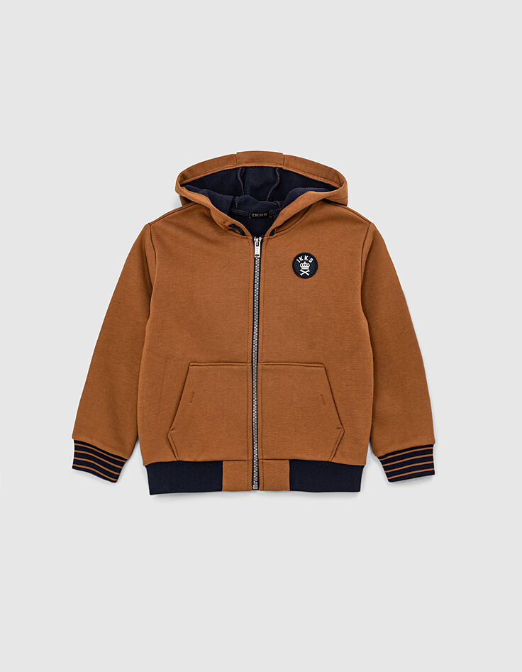 Boys’ cognac fleece-lined cardigan-3 Boys’ cognac fleece-lined cardigan-3