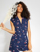 Mono corto azul marino estampado Floral Preppy I.Code -1
