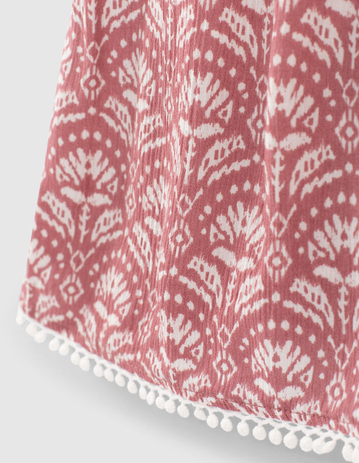 Girls’ rosewood batik print Ecovero® shorts - IKKS