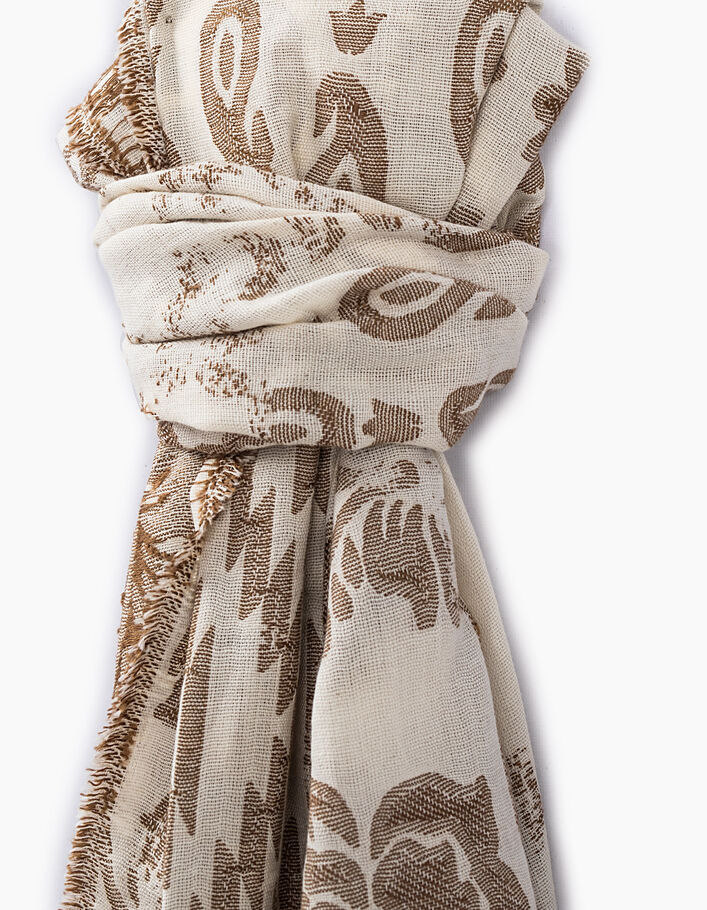 Women’s fringed floral Jacquard scarf - IKKS