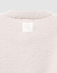 Beige gebreid donzig vest met knopen meisjes-5
