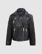Schwarze Lederjacke 1440 Leather Story mit Steppnähten-1