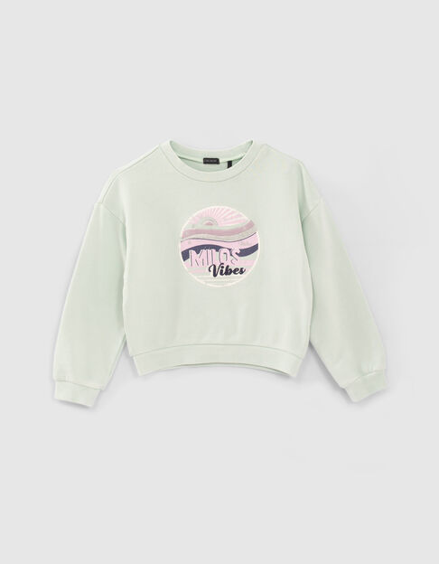 Watergroene sweater geborduurd vintage ontwerp meisjes