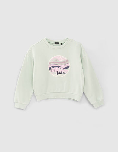 Watergroene sweater geborduurd vintage ontwerp meisjes - IKKS